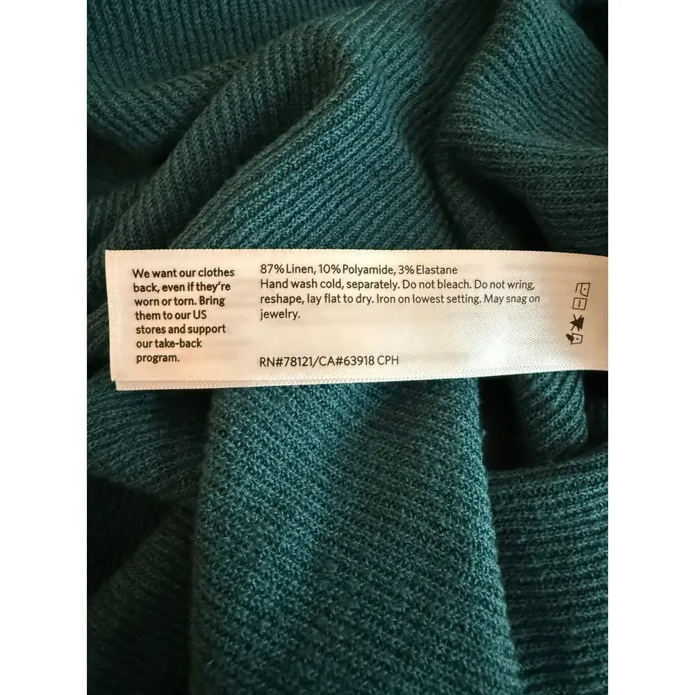 Eileen Fisher Women’s Linen Crepe Stretch Crew Neck Top Size L Teal Long Sleeve - Picture 7 of 7